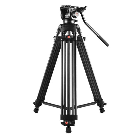 PULUZ Aluminum Tripod for DSLR Cameras with Adjustable Height tripod with fluid head, rubber feet and adjustable legs for stable outdoor or studio shooting