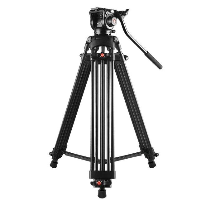 PULUZ Aluminum Tripod for DSLR Cameras with Adjustable Height tripod with fluid head, rubber feet and adjustable legs for stable outdoor or studio shooting