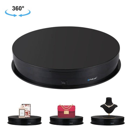 PULUZ 30cm Electric Rotating Display Turntable for Product Photography - black USB-powered 30cm rotating platform for jewelry, bags, small products