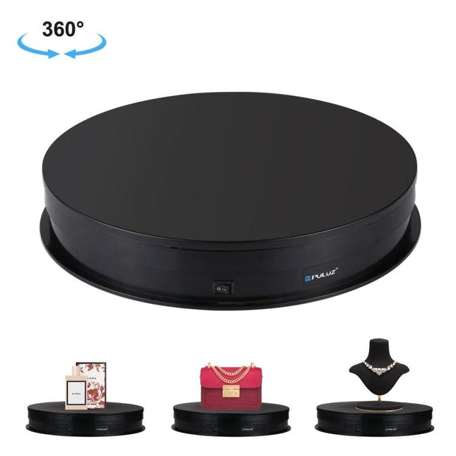 PULUZ 30cm Electric Rotating Display Turntable for Product Photography - black USB-powered 30cm rotating platform for jewelry, bags, small products