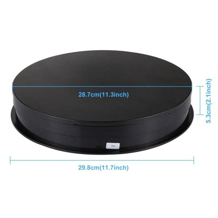 PULUZ 30cm Electric Rotating Display Turntable for Product Photography black USB-powered 30cm rotating display with dimensions shown