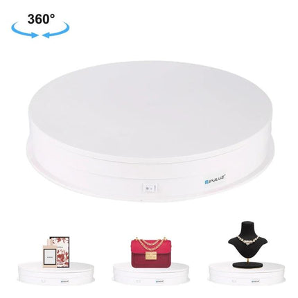 PULUZ 30cm Electric Rotating Display Turntable for Product Photography - white USB-powered 360° rotating photo turntable with on/off switch