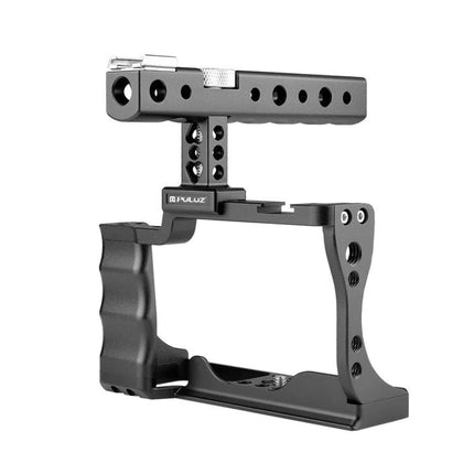 PULUZ Video Camera Stabilizer Cage with Comfort Grip Handle - CNC aluminum anodized camera cage with top handle for vlogging and handheld shooting