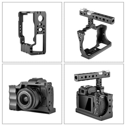 PULUZ Video Camera Stabilizer Cage with Comfort Grip Handle - CNC aluminum camera cage kit for vlogging and handheld shooting