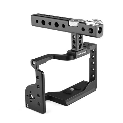 PULUZ Video Camera Stabilizer Cage with Handle for Sony A6600 handheld rig with top handle and multiple mounting holes