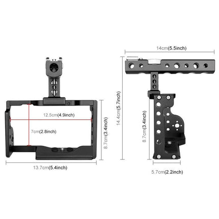 PULUZ Video Camera Stabilizer Cage with Handle for Sony A6600 metal cage dimensions and side handle for handheld video