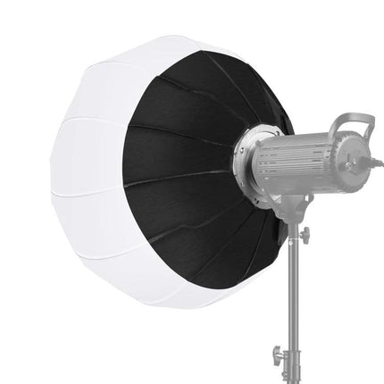 PULUZ 65cm Foldable Lantern Softbox Light Diffuser for Photography attached to studio strobe with Bowens mount creating soft even light