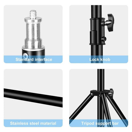 PULUZ Foldable 2.8m Tripod Light Holder for Photography Video - black stainless steel tripod with lock knob and standard interface