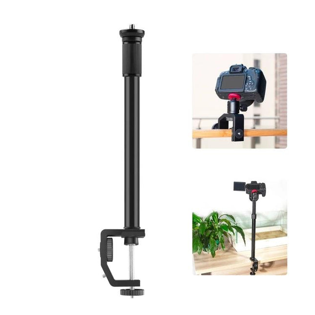 PULUZ Adjustable C Clamp for Light Stand Mounting and Organization – sturdy black clamp securing camera, ring light or smartphone to desks and shelves