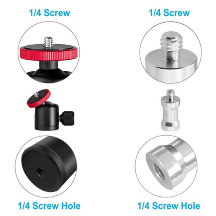PULUZ Adjustable C Clamp Mount Extension Rod for Light Stands showing 1/4" screw and screw hole accessories