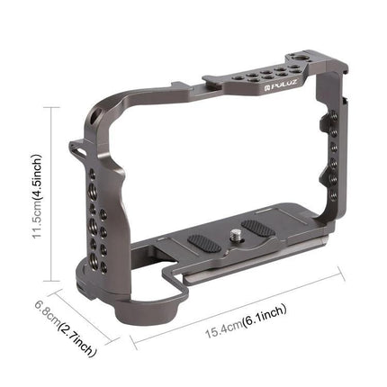 PULUZ Aluminum Camera Cage for Canon EOS Video Stabilization — CNC aluminum cage for R5/R6 with side handles and multiple accessory mounts