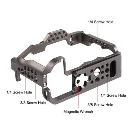 PULUZ Aluminum Camera Cage for Canon EOS Video Stabilization - CNC aluminum cage with multiple 1/4 and 3/8 screw holes and magnetic wrench