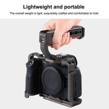 PULUZ Aluminum Camera Cage for Canon EOS Video Stabilization lightweight portable top handle on Canon EOS R5/R6 cage