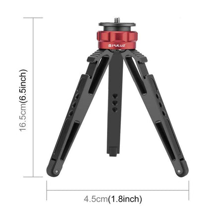 PULUZ Desktop Tripod for Vlogging and Camera Stability - compact aluminum desktop tripod for steady vlogs, travel reviews, and live streams (black/red)