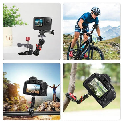 PULUZ Crab Pliers Clamp with Ball Mount for Photography Accessories mounted on camera and bike for outdoor and studio use