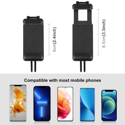 PULUZ Smartphone Tripod Mount Adapter for Everyday Photography showcasing adjustable mount size and compatibility with most mobile phones