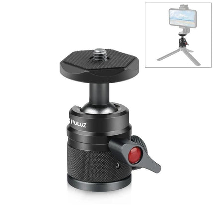 PULUZ Tripod Ball Head for Panoramic Camera Adjustments - compact black ball head with quick-release knob for precise tilting and panning