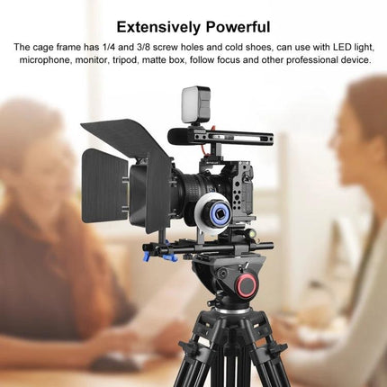PULUZ Protective Camera Cage for Nikon Z6 and Z7 Video Use mounted on tripod with matte box and follow focus