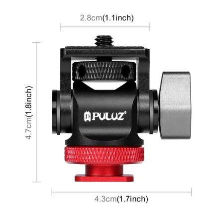 PULUZ Mini 180 Degree Adjustable Tripod Ball Head for Cameras compact black red ball head with dimensions for travel photography
