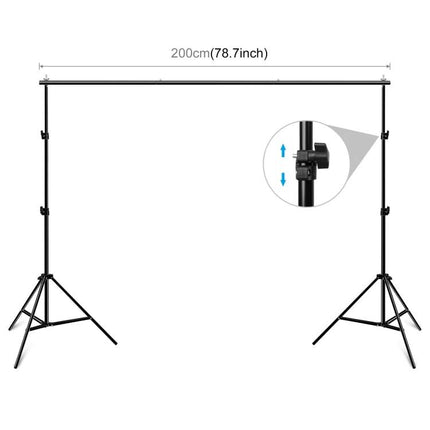 Photo Studio Background Support Stand for 2m Backdrops adjustable tripod stand with crossbar for seamless backdrops, quick assembly and height locks