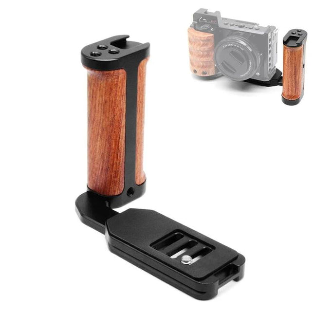 PULUZ Wooden Left Side Handle for Camera Vertical Shooting ergonomic wooden grip for steady handheld vertical photography