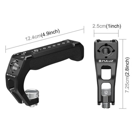 PULUZ Top Handle for Mirrorless Camera Stabilization with Cold Shoe Mount, aluminum alloy handle with cold shoe and 1/4" screw