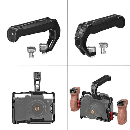 PULUZ Top Handle for Mirrorless Camera Stabilization with Cold Shoe Mount, aluminum handle with cold shoe and mounting screws