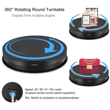 PULUZ 30cm Adjustable Rotating Display Stand for Showcasing Items - 360° rotating turntable for jewelry, watches, electronics display