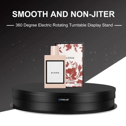 PULUZ 30cm Adjustable Rotating Display Stand for Showcasing Items black 360° electric turntable showcasing perfume and box, smooth non-jitter