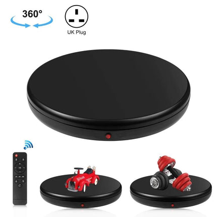 PULUZ 45cm Remote Control Rotating Display Stand for Showcasing Items black electric turntable with remote showing toy car and dumbbells
