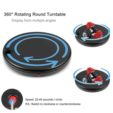 PULUZ 45cm Black Rotating Display Stand For Showcasing Items - black 360° rotating turntable for product photography and retail display