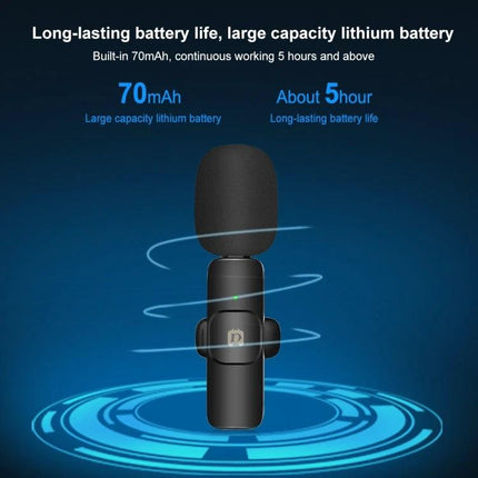 PULUZ Lavalier Microphones for Everyday Video Capture compact wireless clip-on mic with 70mAh battery and about 5 hour runtime