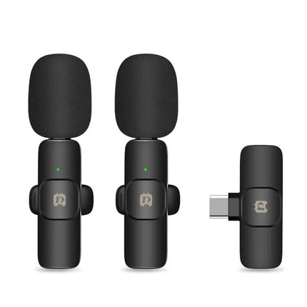 PULUZ Clip-On Microphone for Everyday Video Chats and Recordings - dual mic set with foam windscreens and USB-C receiver, clip-on lavalier style