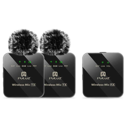PULUZ Wireless Lavalier Microphone for Daily Video Recordings - dual wireless lav mics with wind muffs and receiver, ideal for vlogs and interviews