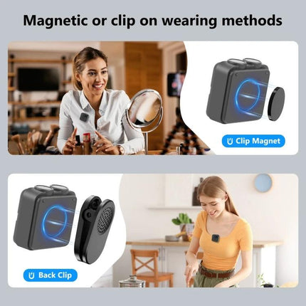PULUZ Lavalier Microphone for Daily Video Chats and Recordings showing magnetic and clip-on wearing options