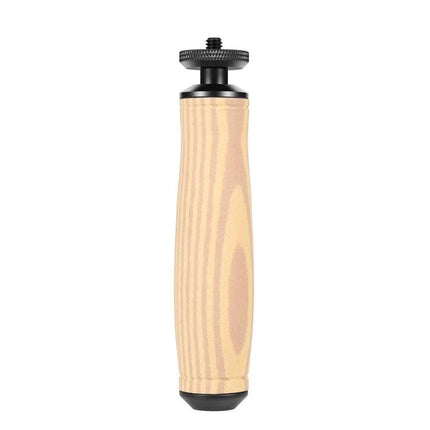 PULUZ Camera Grip Stabilizer for Handheld Video Shooting with woodgrain metal body and anti-slip sponge handle for steady handheld footage