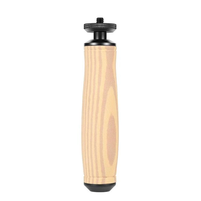PULUZ Camera Grip Stabilizer for Handheld Video Shooting with woodgrain metal body and anti-slip sponge handle for steady handheld footage