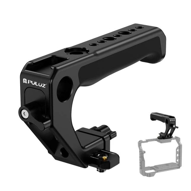 PULUZ Quick Release Top Handle with Cold Shoe for Camera Gear, durable aluminum top handle with secure mount and accessory shoe