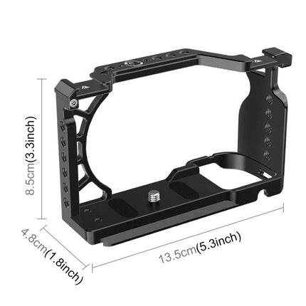PULUZ Metal Camera Cage for Sony Mirrorless Cameras Expansion Rig – black aluminum camera cage with multiple mounting holes and base plate
