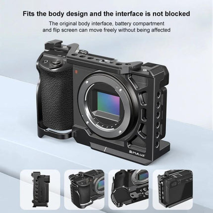 PULUZ Metal Camera Cage for Sony Mirrorless Cameras Expansion Rig - sturdy metal cage fits body, maintains access to controls and flip screen