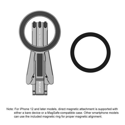 Versatile Foldable MagSafe Magnetic Phone Mount for Desk and Tripod showing ring adapter and foldable tripod stand for iPhone 12 and later