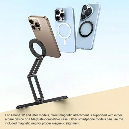 MagSafe Desktop Magnetic Foldable Phone Holder for Live Streaming - adjustable magnetic desktop stand for iPhone live streaming and video calls