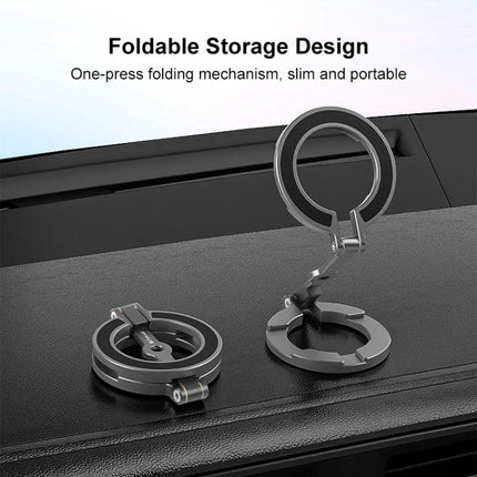 MagSafe Dual-Head Magnetic Folding Phone Holder for Hands-Free Use foldable storage design with adjustable hinges for video calls and streaming