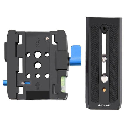 PULUZ Quick Release Clamp and Plate for Camera Photography, black quick-release clamp with plate and spirit level