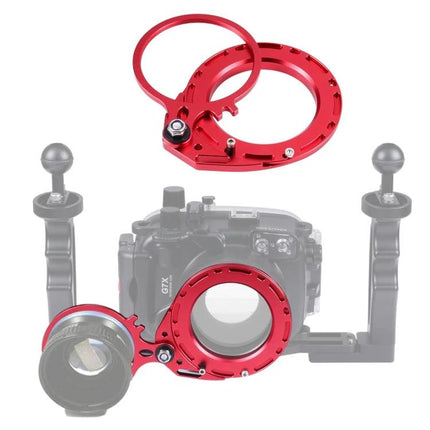 PULUZ 67mm Aluminum Adapter for DSLR Underwater Housing red corrosion‑resistant mount for secure macro lens connection