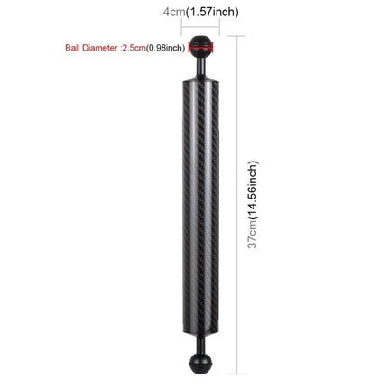 PULUZ Carbon Fiber Floating Arm for Underwater Photography - 37cm carbon fiber buoyancy arm with 2.5cm ball ends for camera positioning