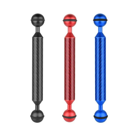PULUZ 7 Inch Carbon Fiber Floating Arm for Camera Mounting - black red blue carbon fiber dual ball joints, buoyant underwater camera arm
