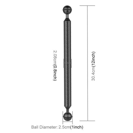 PULUZ 12 Inch Carbon Fiber Floating Arm for Photography, 12in carbon fiber double ball arm, 2.5cm ball ends, buoyant underwater support