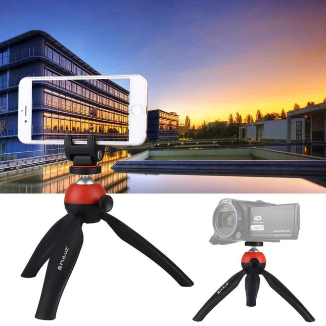PULUZ Pocket Mini Tripod for Smartphone Photography with Clamp set up for sunset urban vlogging with phone clamp