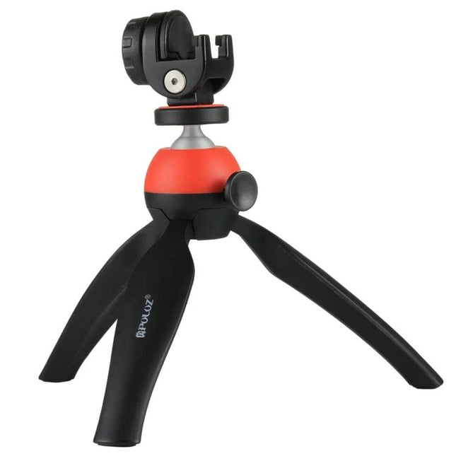 PULUZ Pocket Mini Tripod for Smartphone Photography with Clamp compact tabletop tripod in black and red for vlogging and steady shots